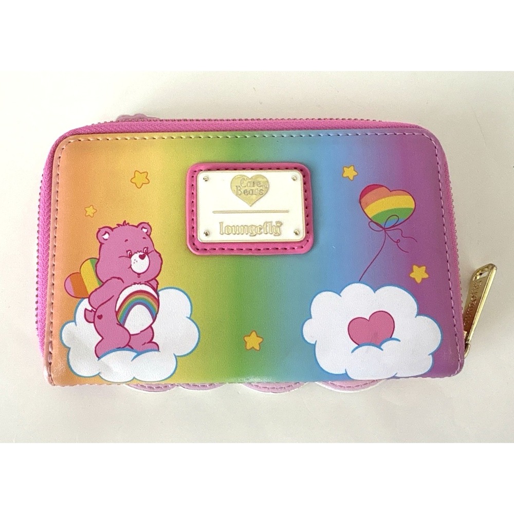 NEW Loungefly Care Bears Stare Rainbow Zip Around Wallet *flaw - Picture 3 of 9